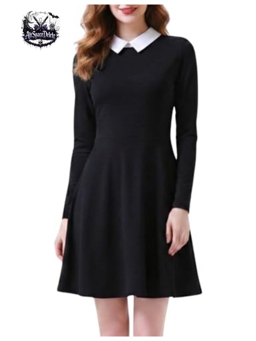 Women's Long Sleeve Peter Pan Collar A-Line Fit Flare Casual Dress